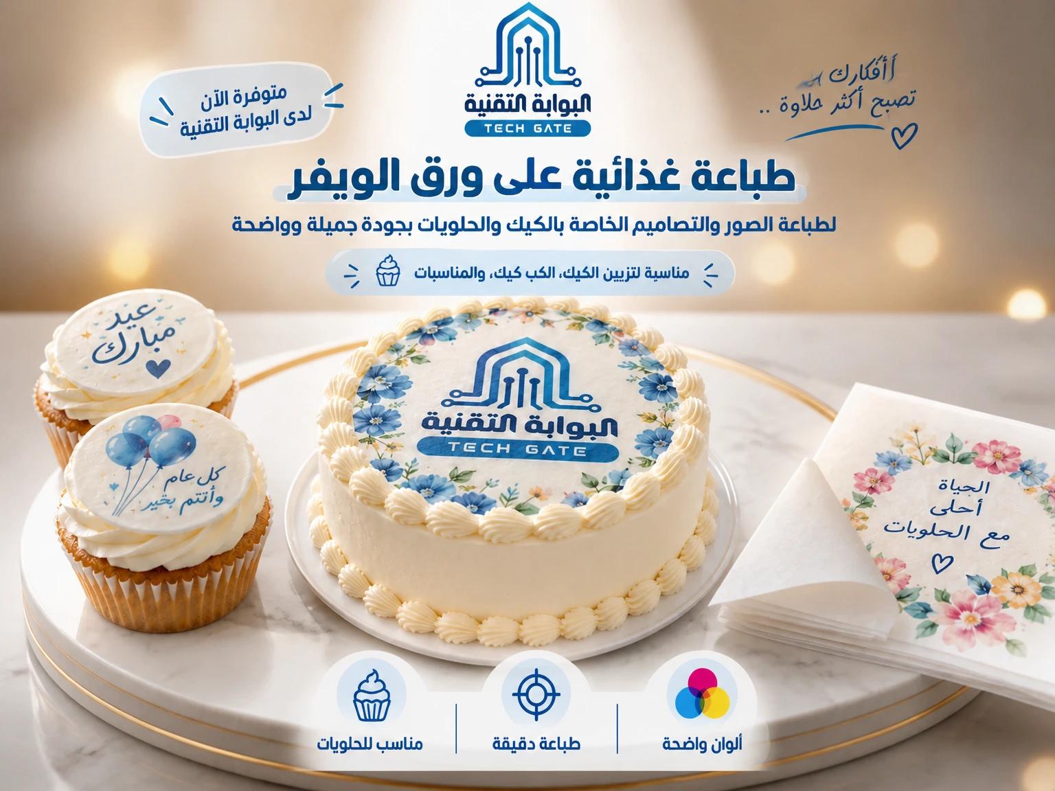 طباعة غذائية على ورق الويفر — منتج مخصص من البوابة التقنية
